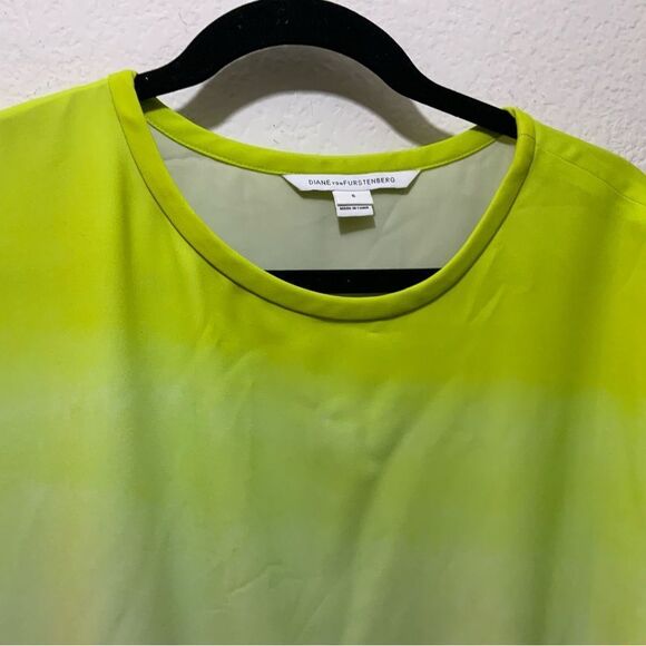 Diane von Furstenberg Tara Dress, Neon Green, Gray and Black, Size 6 H6 - Picture 7 of 9